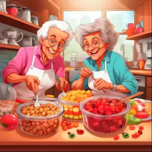 Senior woman making candy.