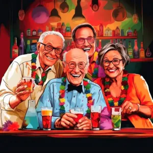 Seniors enjoying Bartender Day.