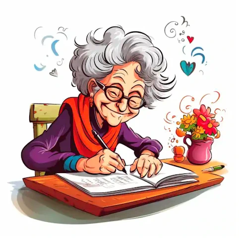 Senior woman writing letter