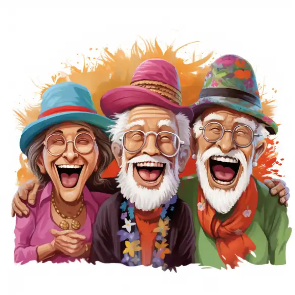 Seniors wearing hats.