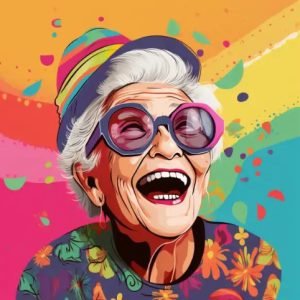 Senior woman enjoying Spunky Old Broad's Month.
