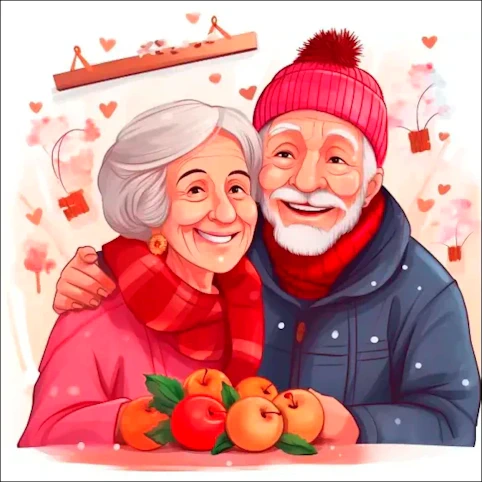 Senior couple on New Year's Day