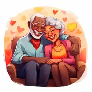 Senior couple enjoying their cuddle time.