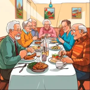 Seniors enjoying Sunday supper.