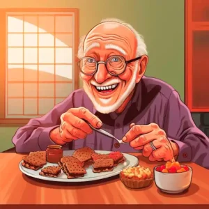 Senior man enjoying Fig Newtons