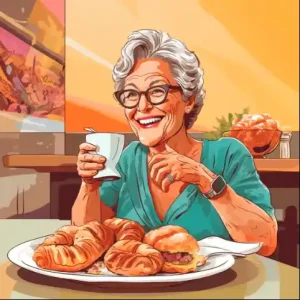 Senior enjoying Croissants