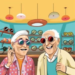 Senior men wearing sunglasses