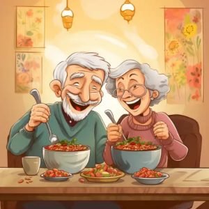Senior couple enjoying delicious soup