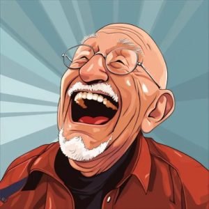 Senior man laughing.