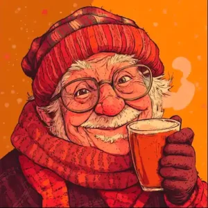 Senior woman enjoying a hot toddy.